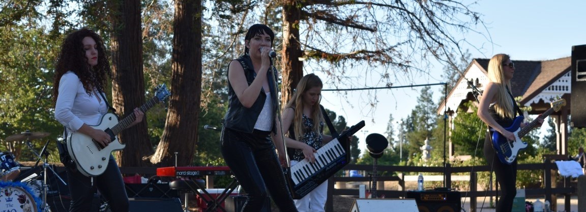 Band performing at the Memorial Park Amphitheater