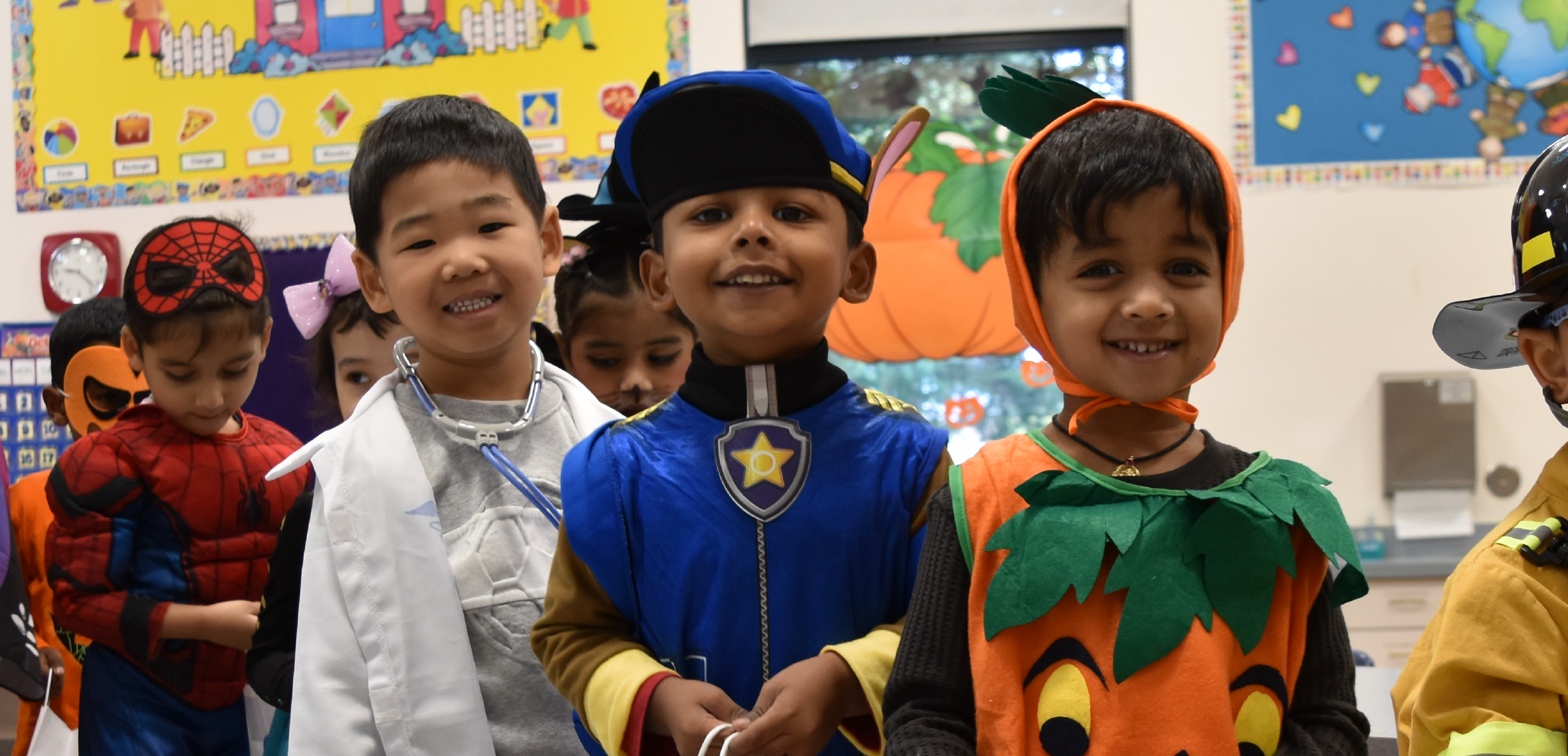 Preschool kids dressed for Halloween.